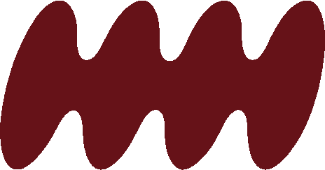 A maroon, wavy-edged shape with four rounded peaks and three rounded valleys, set against a light gray background.